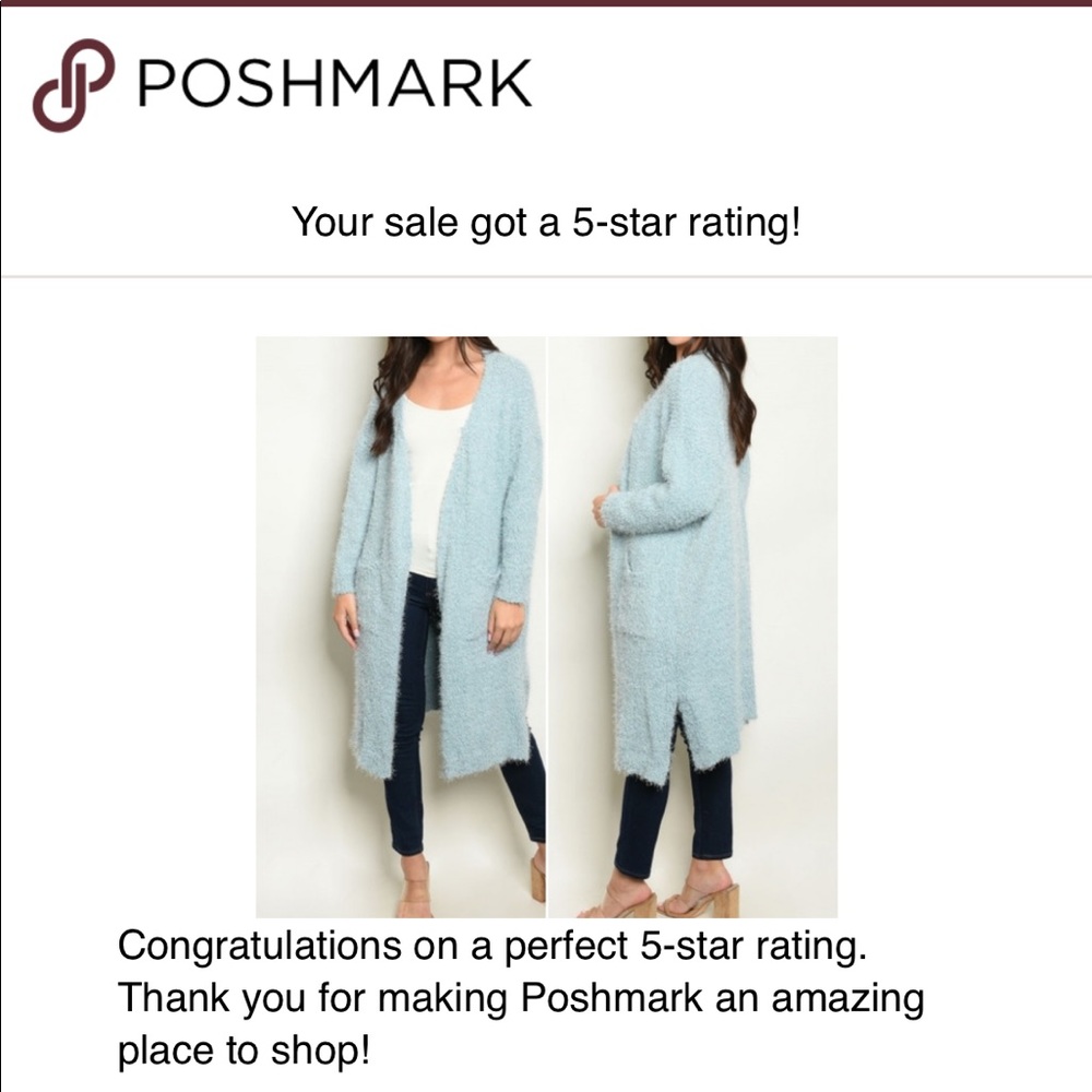 SKY BLUE OVERSIZED FUZZY CARDIGAN/ SWEATER - Picture 3 of 8